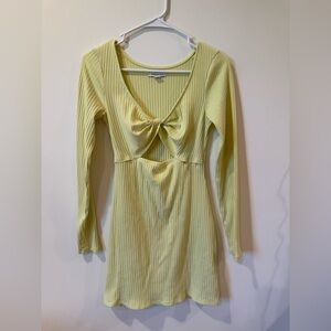 American Eagle Outfitters Light Yellow Ribbed Dress